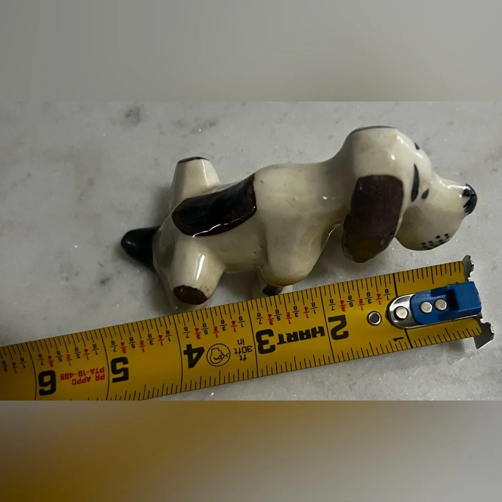 Small Vintage MCM Tan/Brown Ceramic Hound Dog Hand Painted No Cracks or Breaks